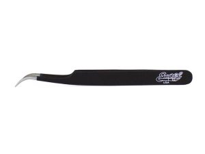 Excel Slant Point Fine Point Tweezers, Black (Carded)