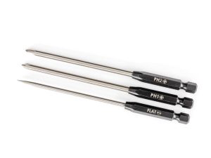 Traxxas Speed Bit Set, screwdriver, 3-piece straight (3mm slotted, #1 Phillips, and #2 Phillips bits), 1/4in drive