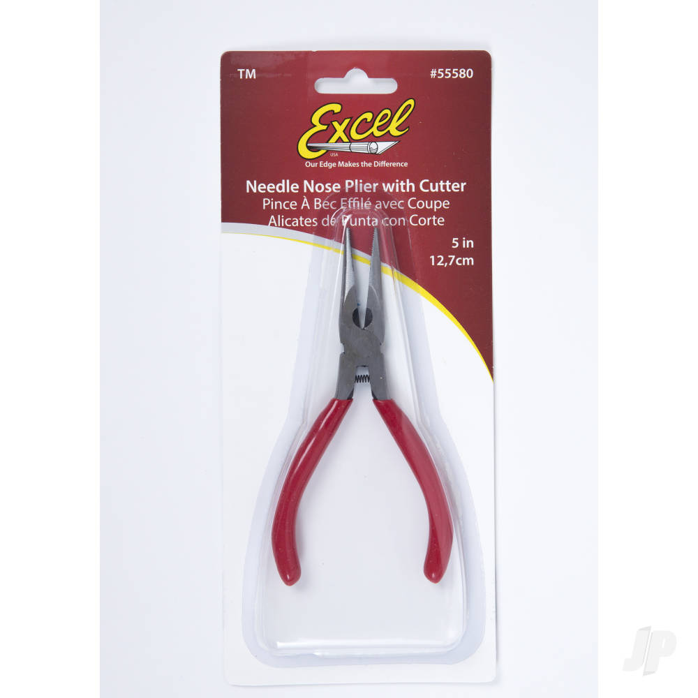 Excel Spring Loaded Soft Grip Plier 5in, Needle Nose with Side Cutter (Carded) - Image 5