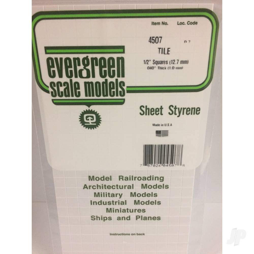 Evergreen Square Tile Sheet, 150 x 300 x 1.0mm, 0.5 x 0.5mm Spacing (6 x 12 x .040in, .019 x .019in Spacing) (1 per pack) - Image 2