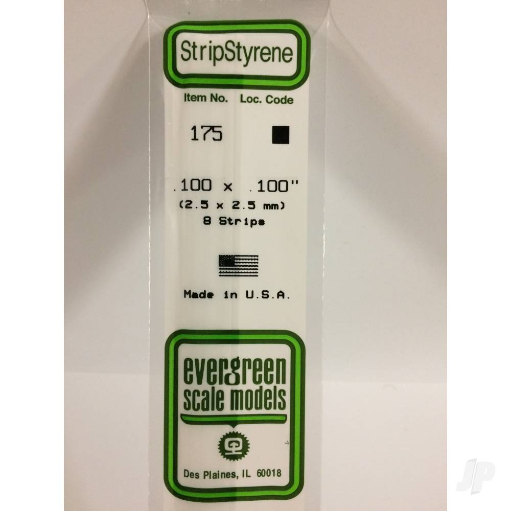 Evergreen Strip, 350 x 2.5 x 2.5mm (14 x .100 x .100in) (8 per pack) - Image 2