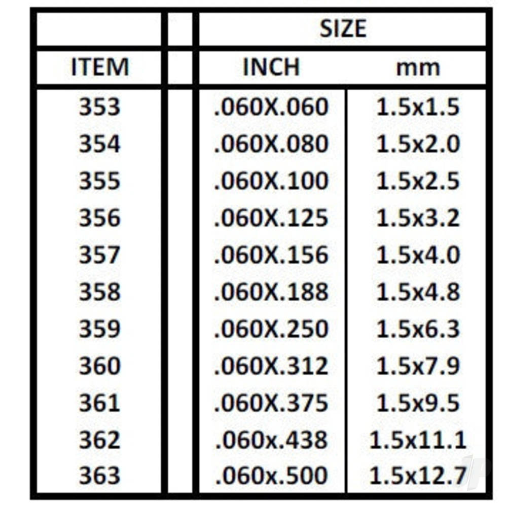 Evergreen Strip, 600 x 1.5 x 6.3mm (24 x .060 x .250in) (12 per pack) - Image 4