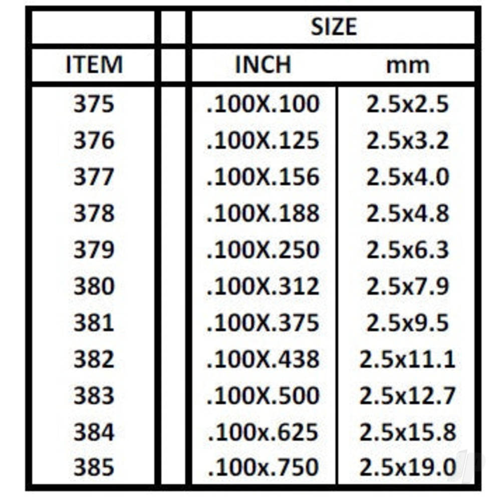 Evergreen Strip, 600 x 2.5 x 6.3mm (24 x .100 x .250in) (8 per pack) - Image 5