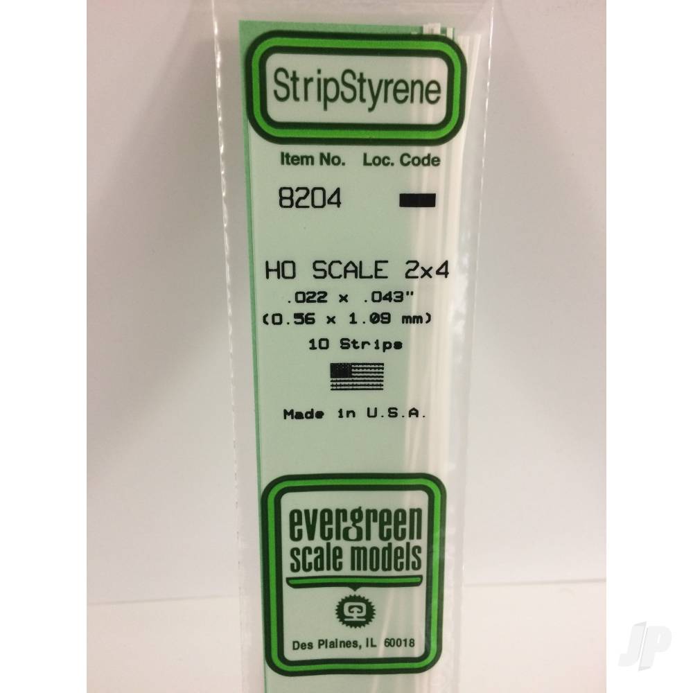 Evergreen Strip HO-Scale, (2x4), 350 x 0.6 x 1.1mm (14 x .022 x .043in) (10 per pack) - Image 2