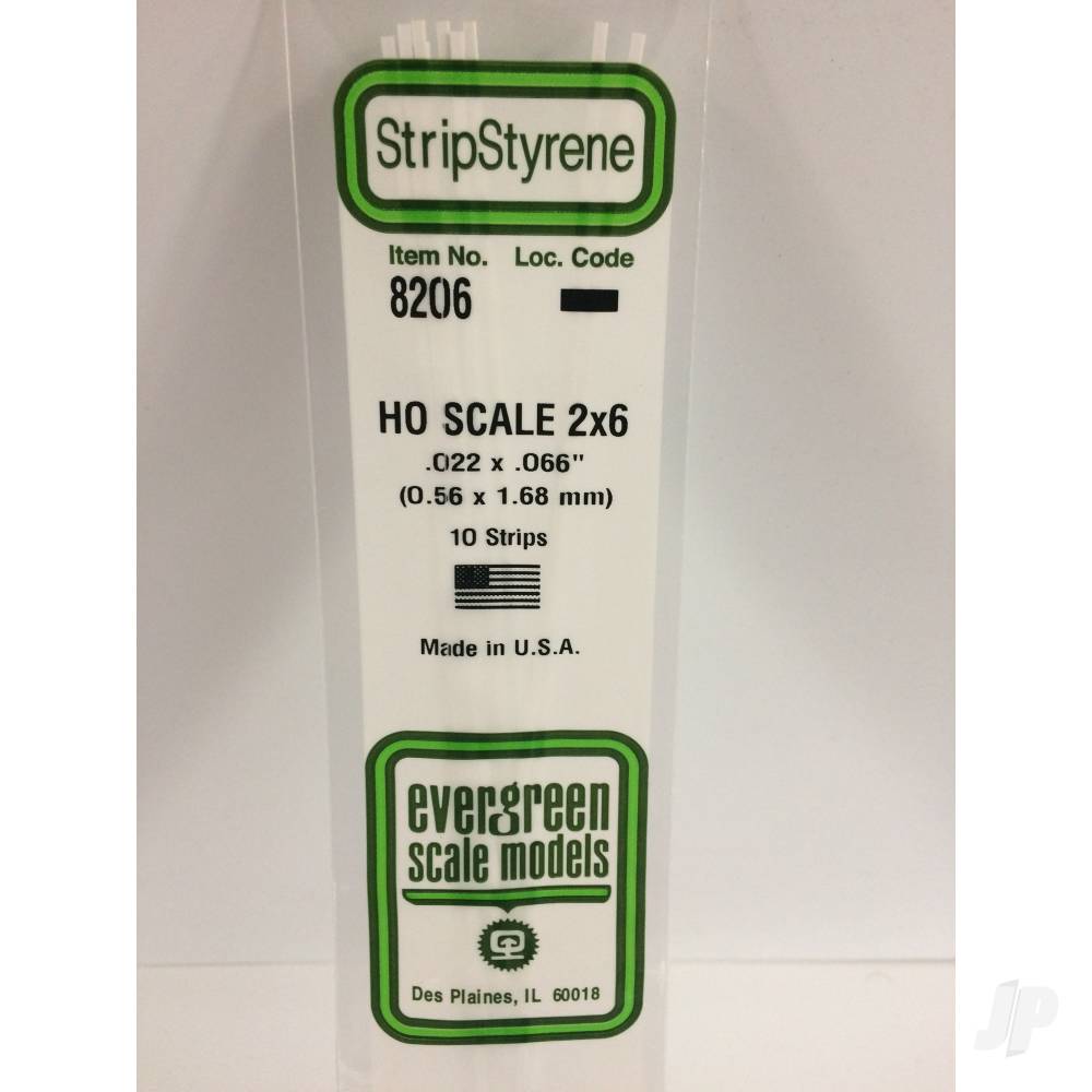 Evergreen Strip HO-Scale, (2x6), 350 x 0.6 x 1.7mm (14 x .022 x .066in) (10 per pack) - Image 2