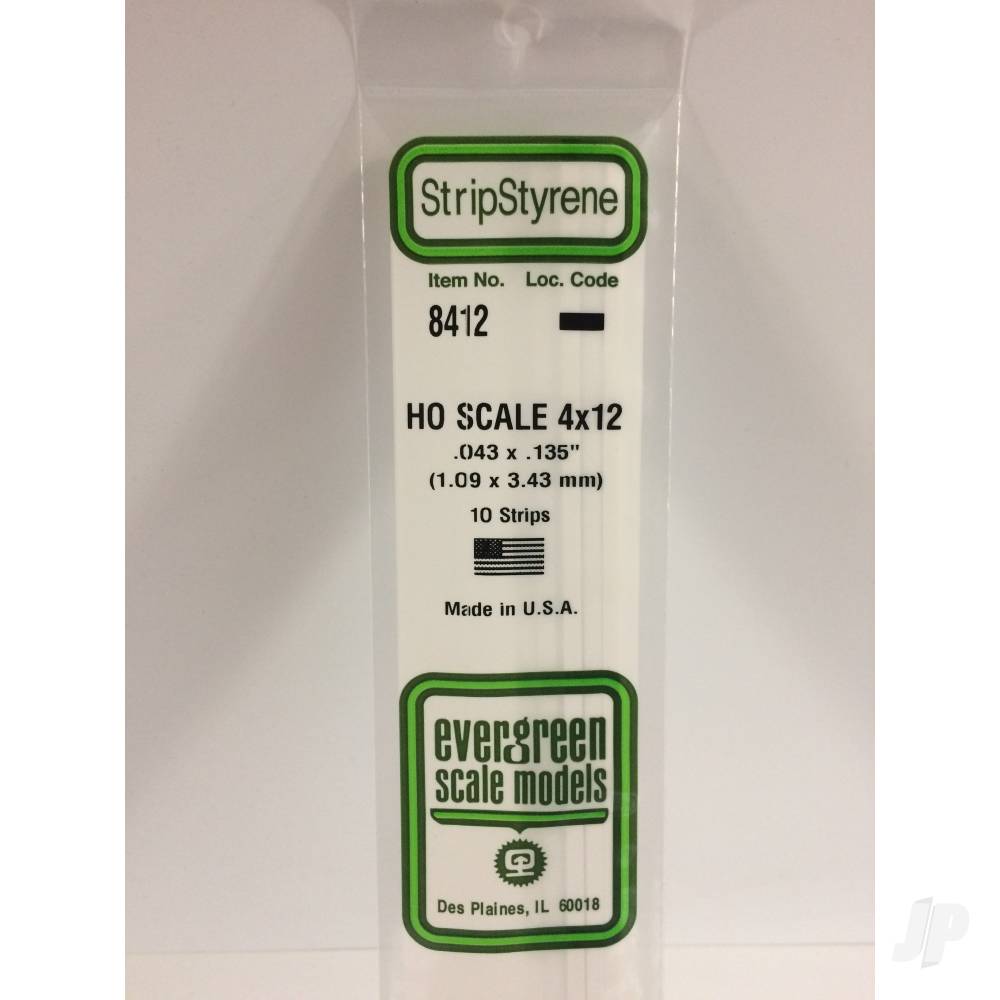 Evergreen Strip HO-Scale, (4x12), 350 x 1.1 x 3.4mm (14 x .043 x .135in) (10 per pack) - Image 2