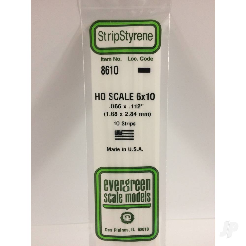 Evergreen Strip HO-Scale, (6x10), 350 x 1.7 x 2.8mm (14 x .066 x .112in) (10 per pack) - Image 2