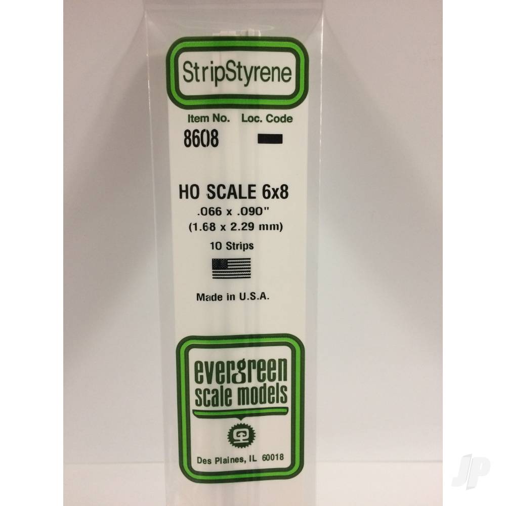 Evergreen Strip HO-Scale, (6x8), 350 x 1.7 x 2.3mm (14 x .066 x .090in) (10 per pack) - Image 2