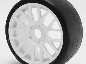SWEEP 1/8TH GT R2 PRO COMPOUND SLICK GLUED 50DEG/WHITE WHEEL