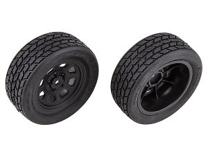 TEAM ASSOCIATED SR10 FRONT WHEELS WITH STREET STOCK TYRES