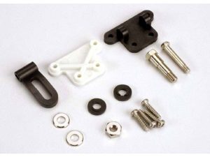 Traxxas Trim adjustment bracket (inner) / trim adjustment bracket (outer) / trim adjustment lever / 3x16mm shoulder scre with 2.6x 10mm self-tapping screws (4 pcs) / convex and concave trim lever washers / 4x21mm double shoulder scre with brass washers / nuts