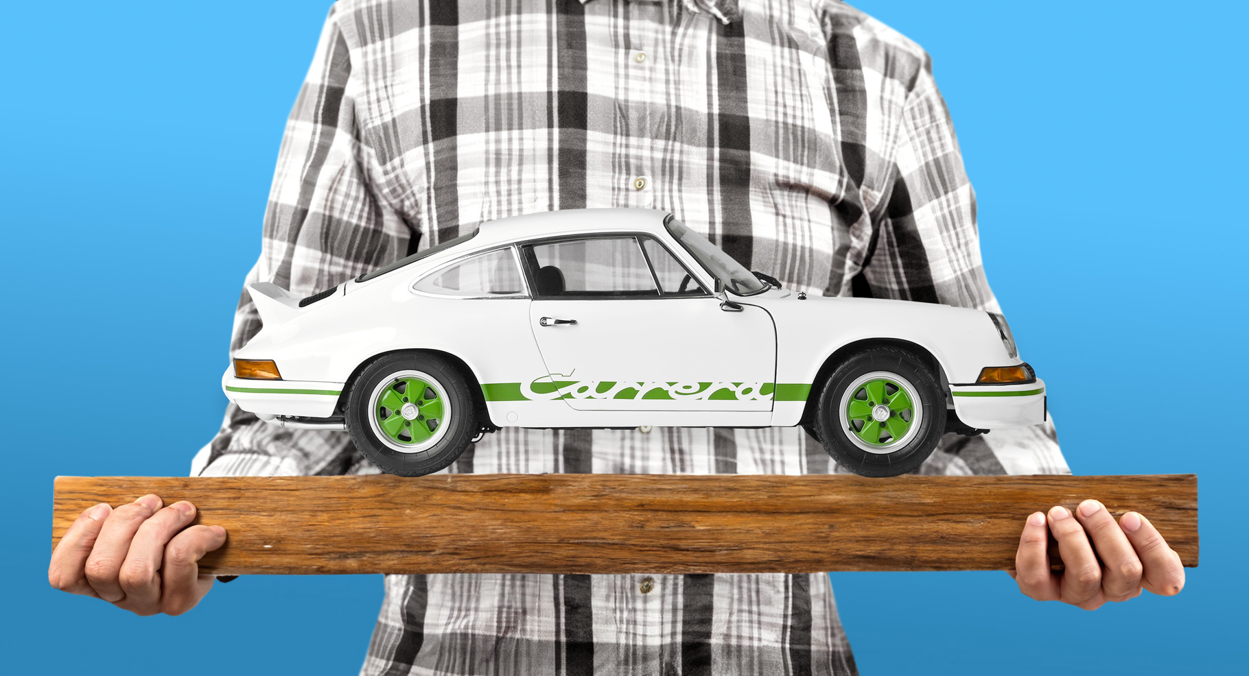 White Porsche 911 Carrera RS 2.7 1/8 Scale Metal & Plastic Kit