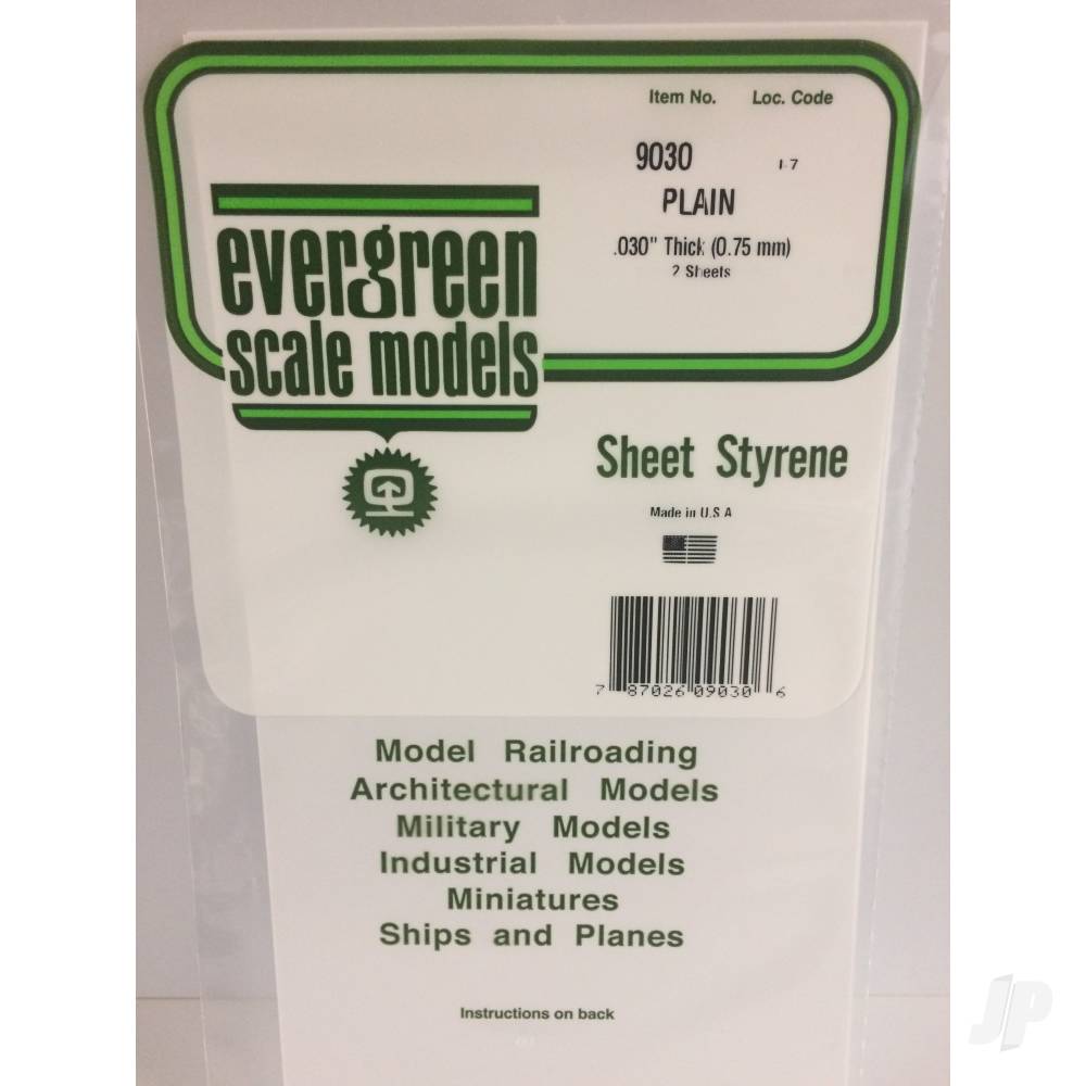 Evergreen White Sheet, 150 x 300 x 0.8mm (6 x 12 x .030in) (2 per pack) - Image 2