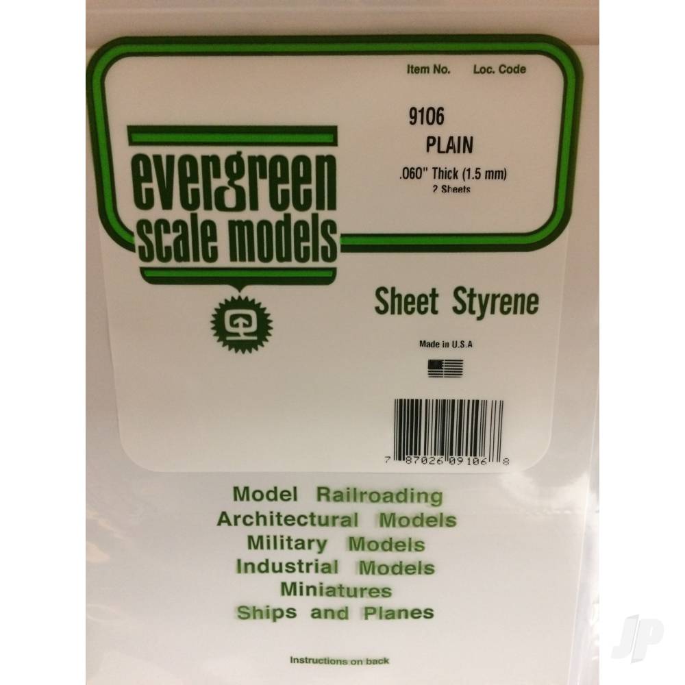 Evergreen White Sheet, 200 x 530 x 1.5mm (8 x 21 x .060in) (2 per pack) - Image 2