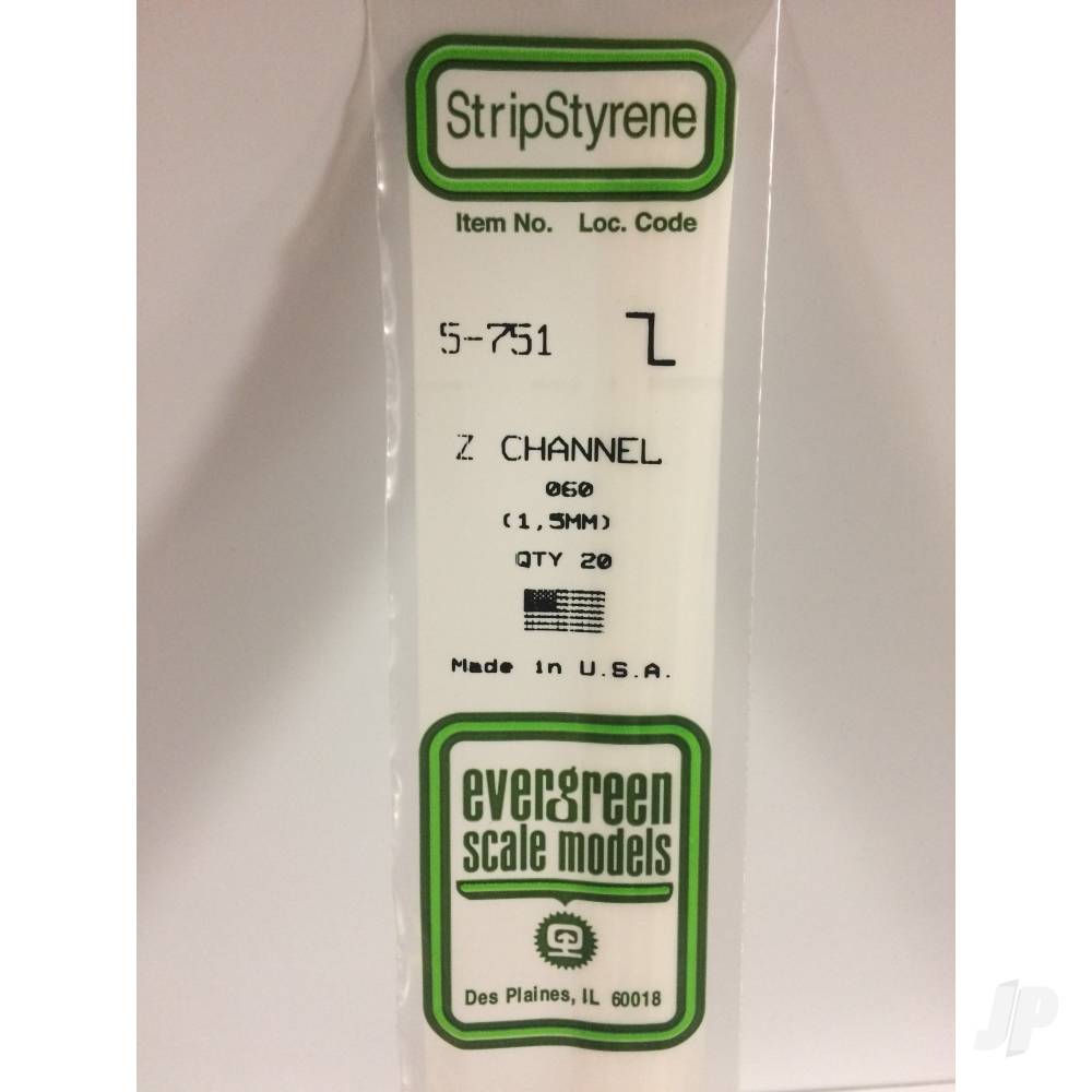 Evergreen Z-Channel, 350 x 1.5mm (14 x .060in) (20 per pack) - Image 2