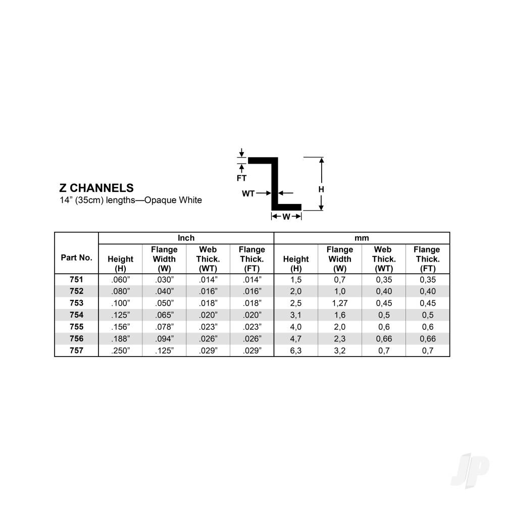 Evergreen Z-Channel, 350 x 4.0mm (14 x .156in) (15 per pack) - Image 4