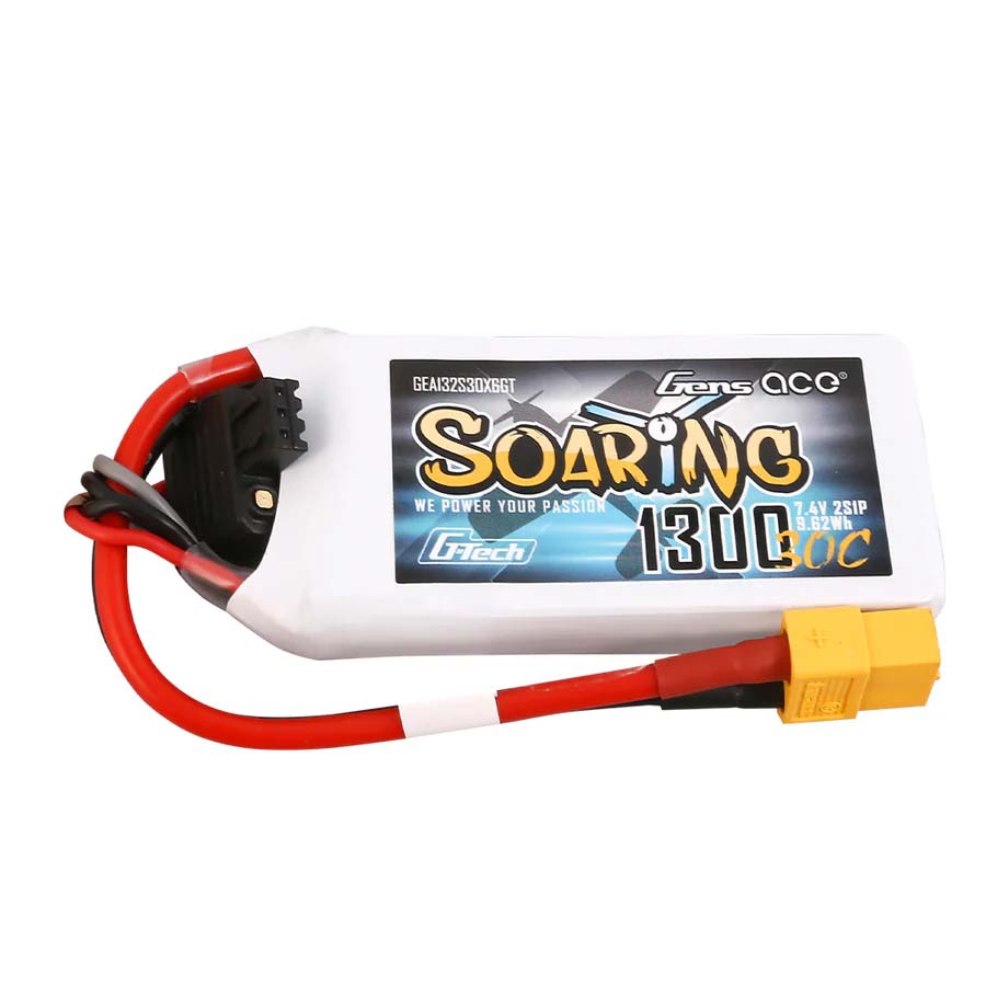 GENS ACE Gensace Soaring LiPo 2S 7.4V-1300-30C (XT60) 69x34x14.5mm 79g G-Tech