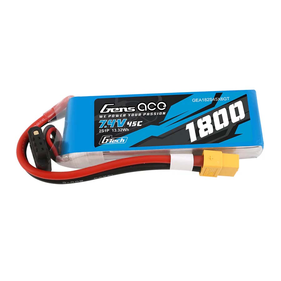 GENS ACE Gensace Soaring LiPo 2S 7.4V-1800-45C(XT60) 90x30x17mm 111g G-Tech