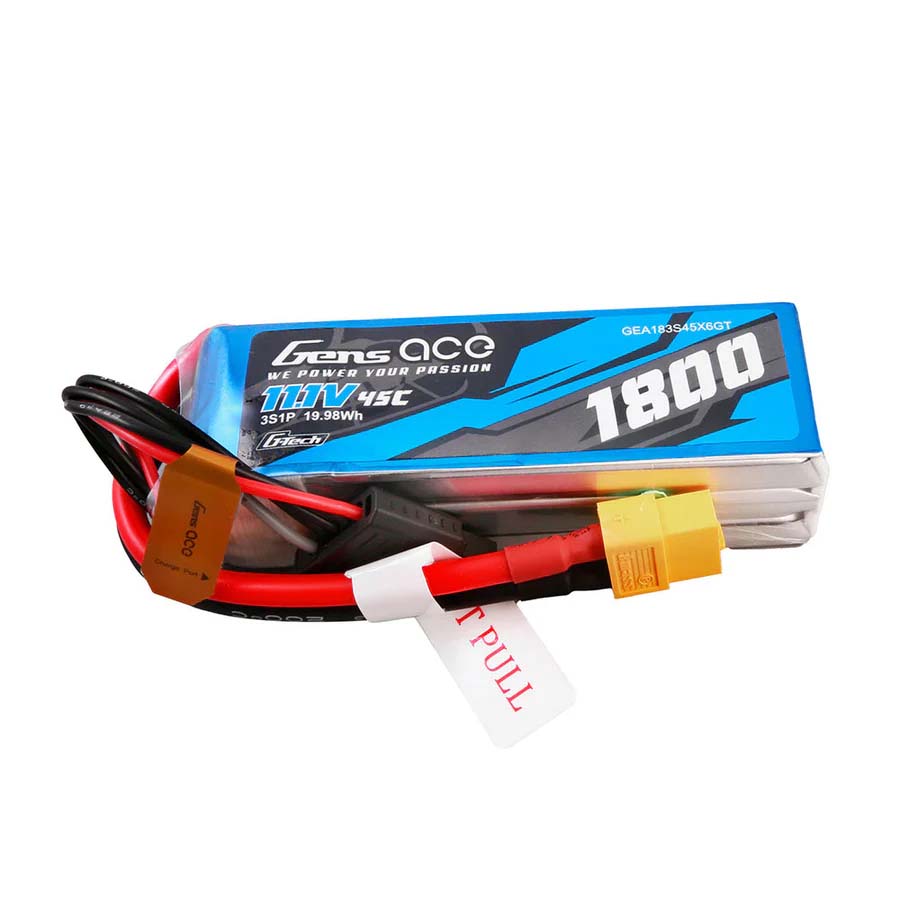 GENS ACE Gensace Soaring LiPo 3S 11.1V-1800-45C(XT60) 92x31x25mm 153g G-Tech