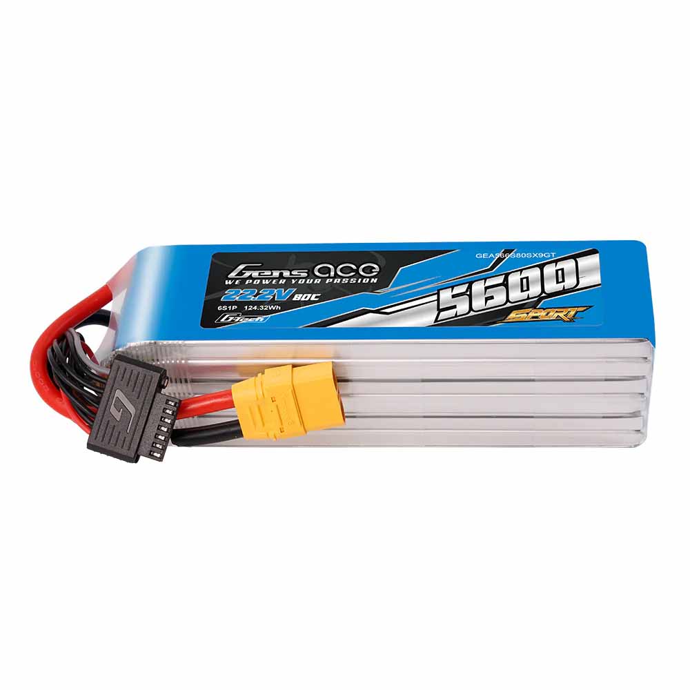 GENS ACE Gensace Sport LiPo 6S 22.2V-5600-80C (XT90S) 161x46x47mm 760g G-Tech