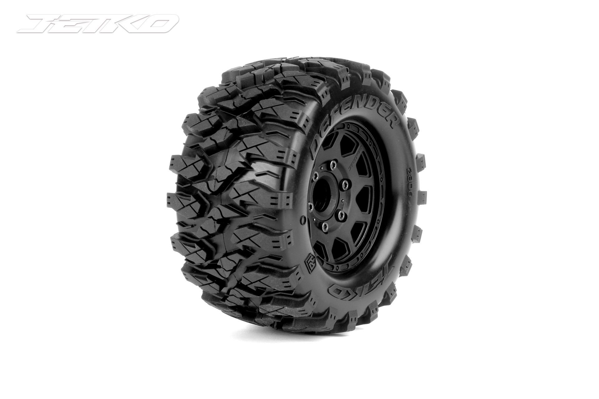 Jetko EX Tyre MT Defender Black Wheel 2.8" Hex Hex 12-14-17mm (2)