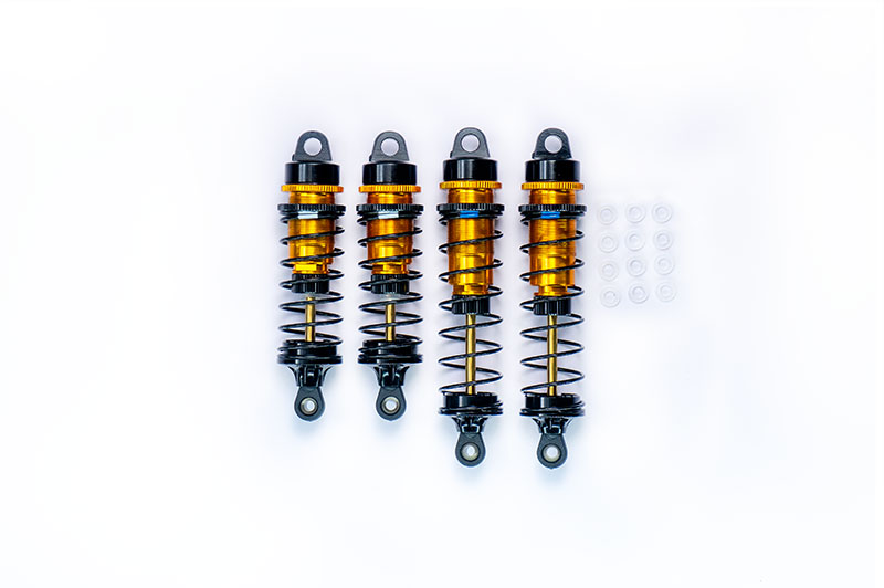 Koswork AE RC10 Big Bore 12mm Buggy Shock Set (F&R) (4) Gold/Black