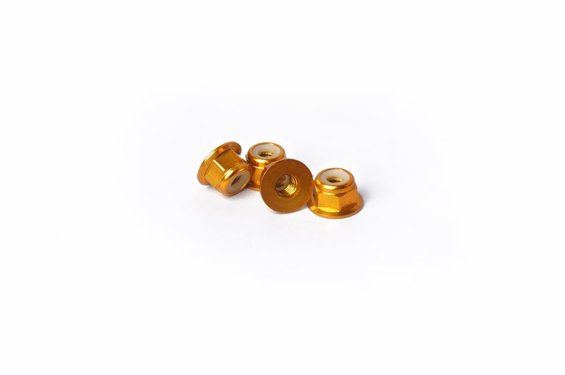 KOSWORK Flanged Nylon Lock Nuts M4 Gold Koswork (4) Optima Series