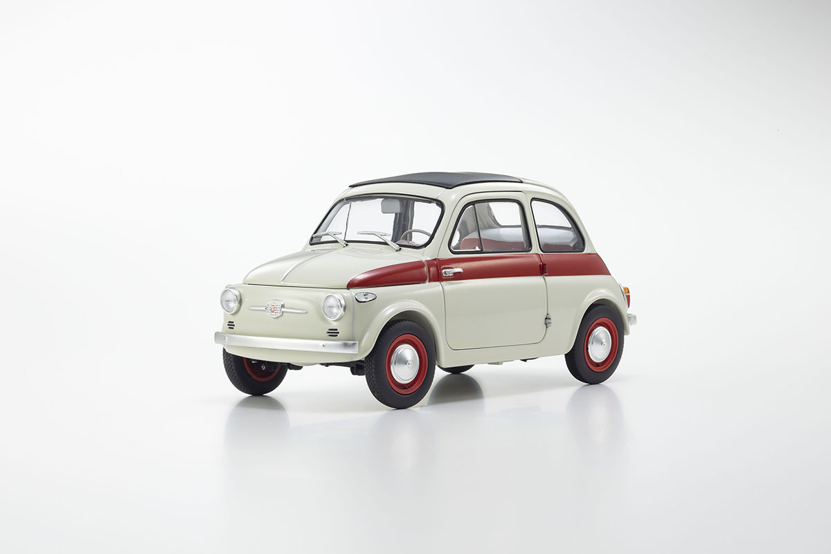 KYOSHO DIE CAST Kyosho 1:18 Fiat Nuova 500 Sport Light Gray/Red Line