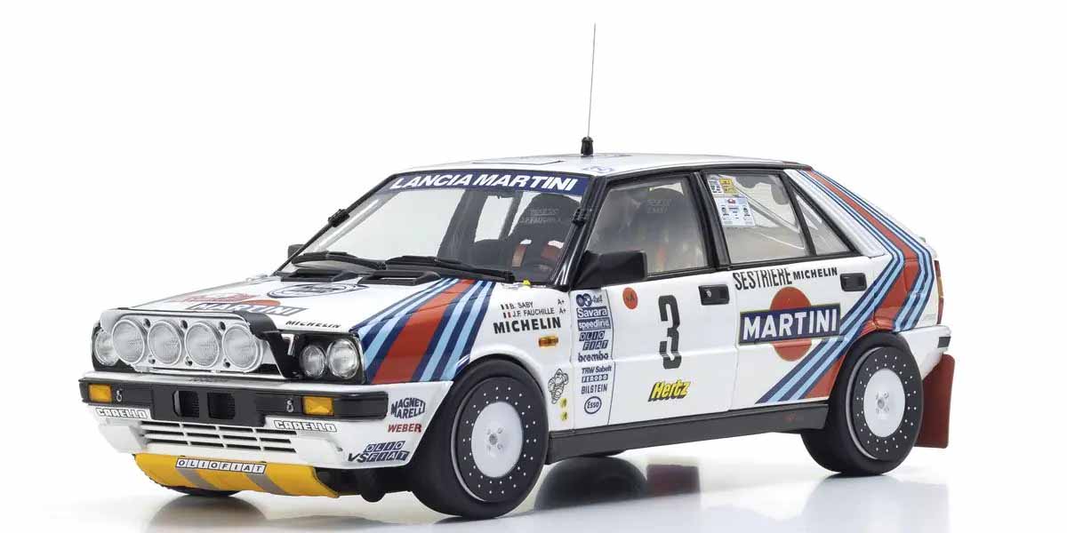 KYOSHO DIE CAST Kyosho 1:18 Lancia Delta HF 4WD Rally Monte Carlo 1988 Martini Nr.3
